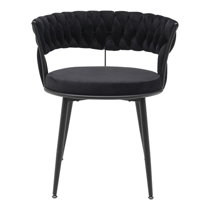 Chair Alkia in black velvet with black metal leg 60x57x68cm