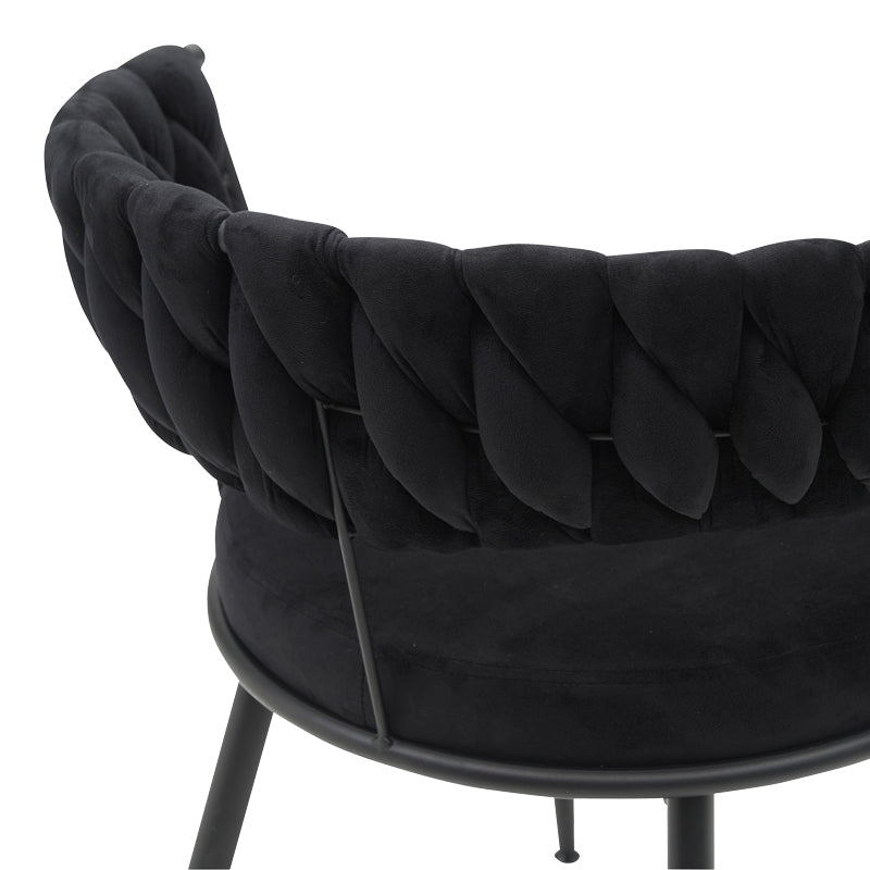 Chair Alkia in black velvet with black metal leg 60x57x68cm