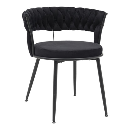 Chair Alkia in black velvet with black metal leg 60x57x68cm