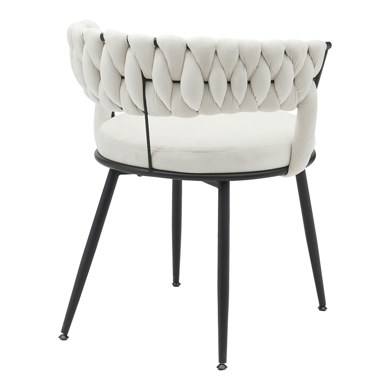 Chair Alkia in cream velvet with black metal leg 60x57x68cm