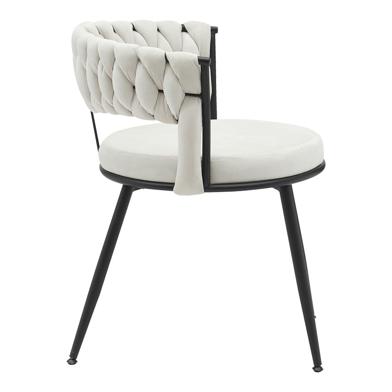 Chair Alkia in cream velvet with black metal leg 60x57x68cm