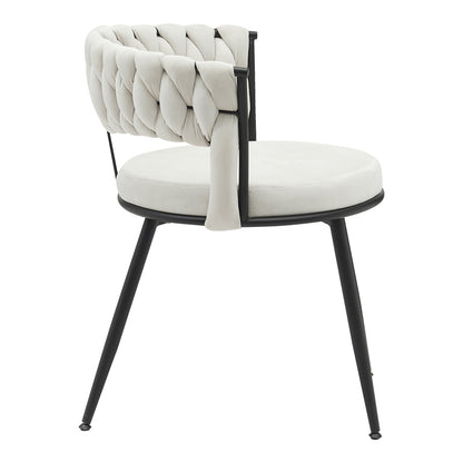Chair Alkia in cream velvet with black metal leg 60x57x68cm