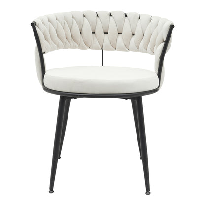 Chair Alkia in cream velvet with black metal leg 60x57x68cm