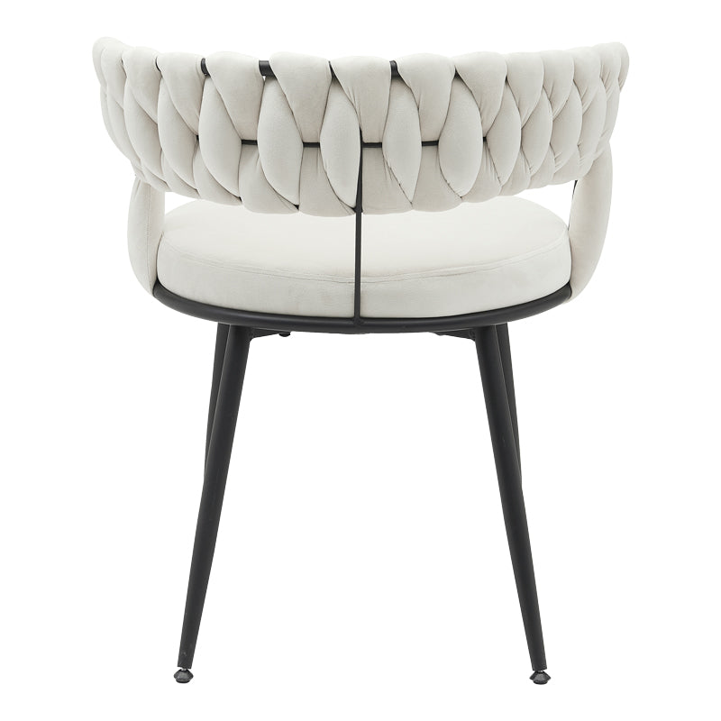 Chair Alkia in cream velvet with black metal leg 60x57x68cm