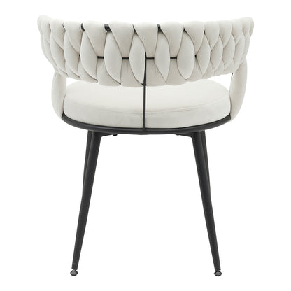 Chair Alkia in cream velvet with black metal leg 60x57x68cm