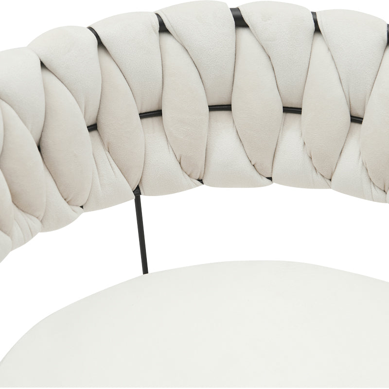 Chair Alkia in cream velvet with black metal leg 60x57x68cm
