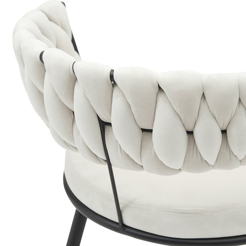 Chair Alkia in cream velvet with black metal leg 60x57x68cm