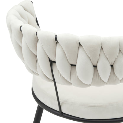 Chair Alkia in cream velvet with black metal leg 60x57x68cm