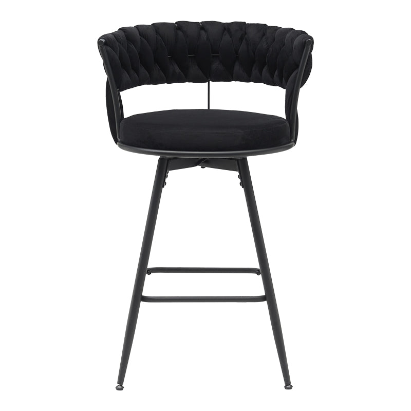 Bar stool Erosa pakoworld in black velvet with black metal legs 58x55x90cm