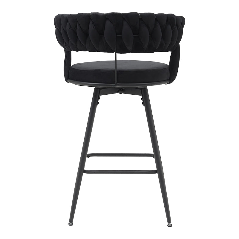 Bar stool Erosa pakoworld in black velvet with black metal legs 58x55x90cm