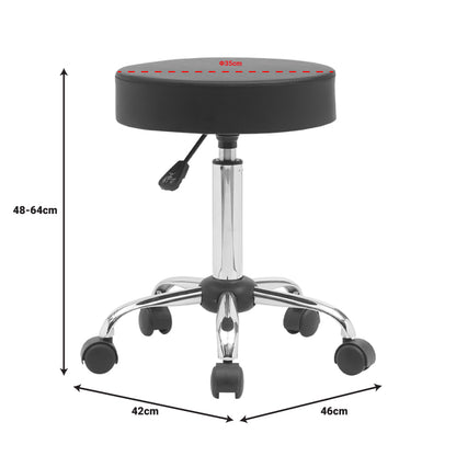Office-work stool with wheels Uficio pu in black shade 46x42x48-64cm