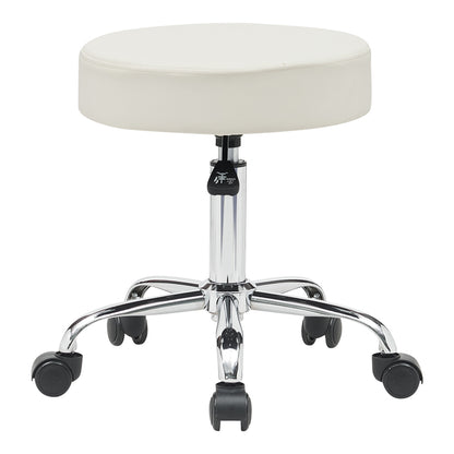Office-work stool with wheels Uficio pu in white shade 46x42x48-64cm
