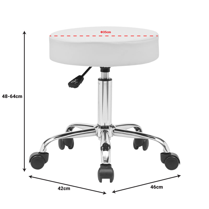 Office-work stool with wheels Uficio pu in white shade 46x42x48-64cm