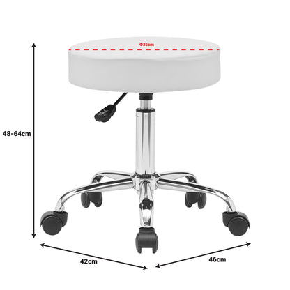 Office-work stool with wheels Uficio pu in white shade 46x42x48-64cm