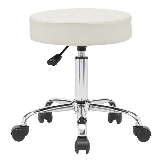 Office-work stool with wheels Uficio pu in white shade 46x42x48-64cm