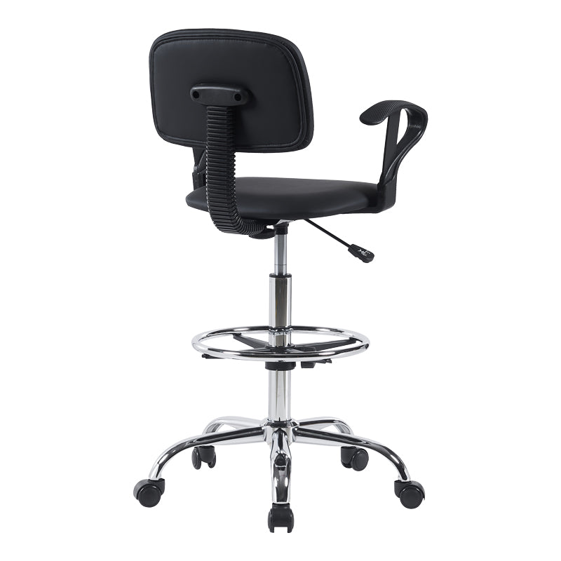 Icina Ι pu reception chair on wheels in black shade 58x54x102-123cm