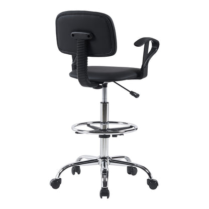 Icina Ι pu reception chair on wheels in black shade 58x54x102-123cm