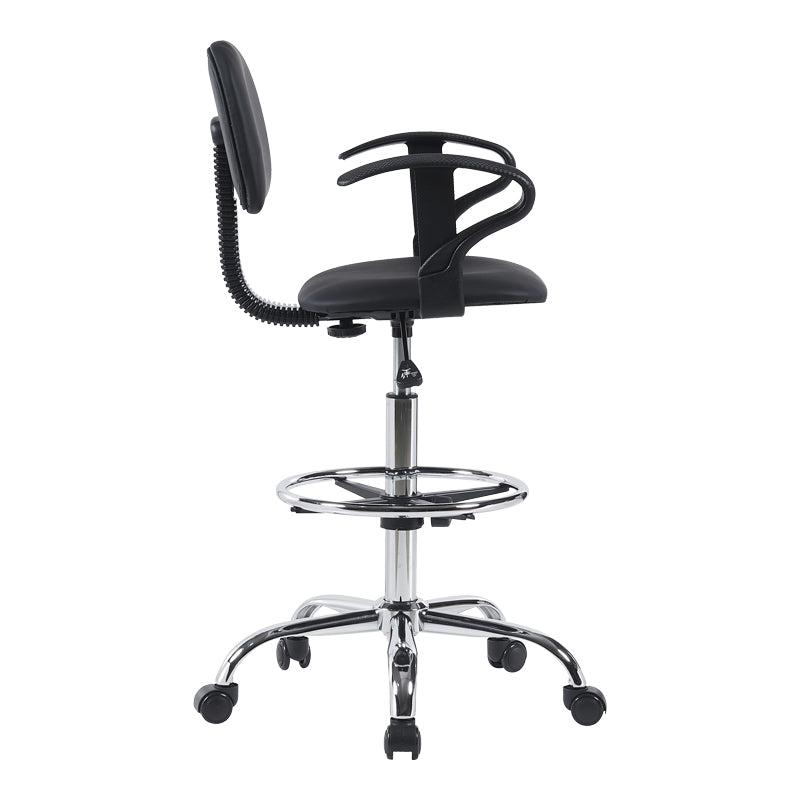 Icina Ι pu reception chair on wheels in black shade 58x54x102-123cm