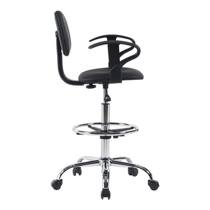 Icina Ι pu reception chair on wheels in black shade 58x54x102-123cm