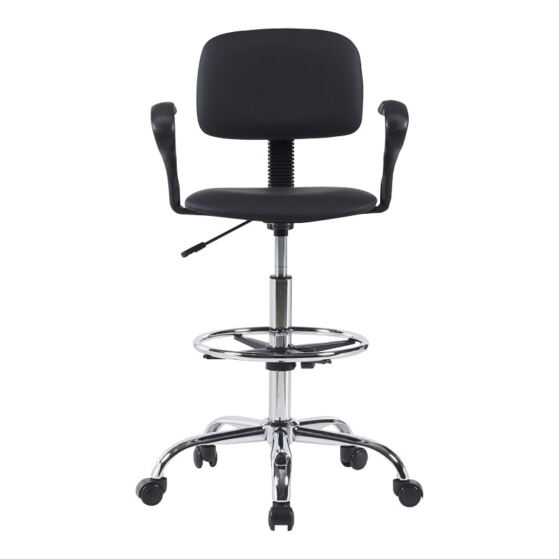 Icina Ι pu reception chair on wheels in black shade 58x54x102-123cm