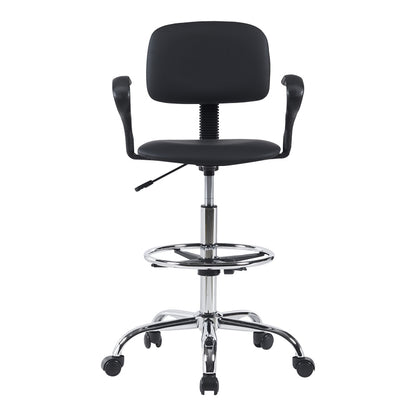 Icina Ι pu reception chair on wheels in black shade 58x54x102-123cm