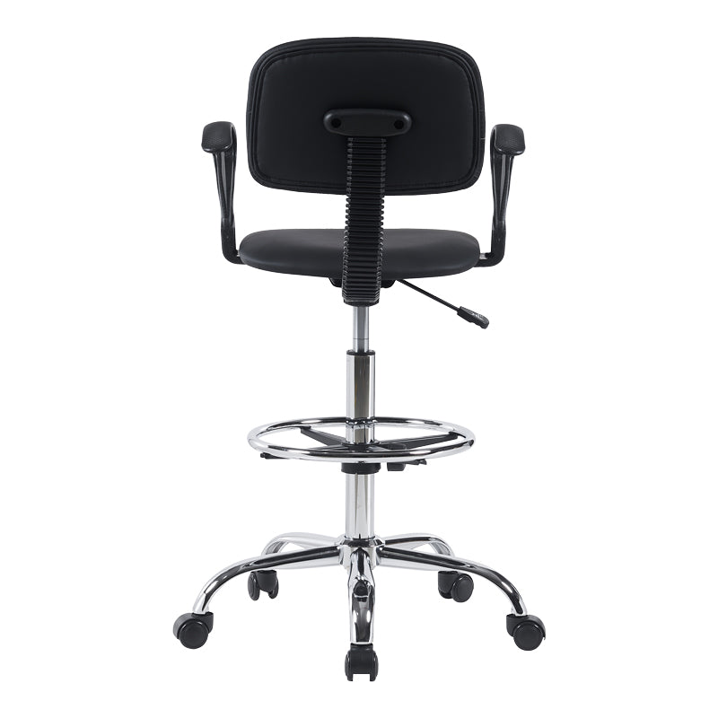 Icina Ι pu reception chair on wheels in black shade 58x54x102-123cm