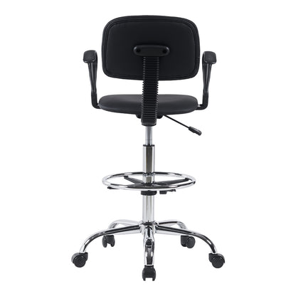 Icina Ι pu reception chair on wheels in black shade 58x54x102-123cm