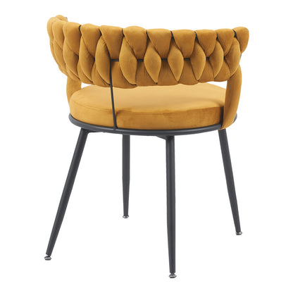 Chair Alkia in yellow velvet with black metal leg 60x57x68cm