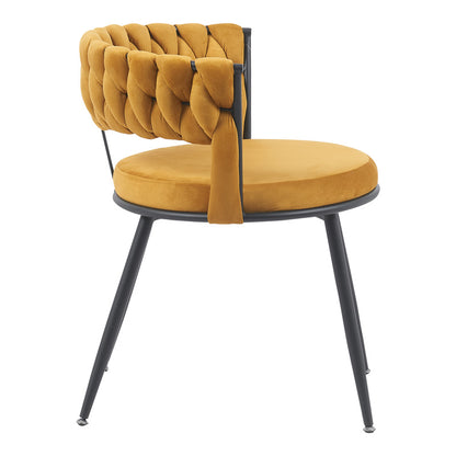 Chair Alkia in yellow velvet with black metal leg 60x57x68cm