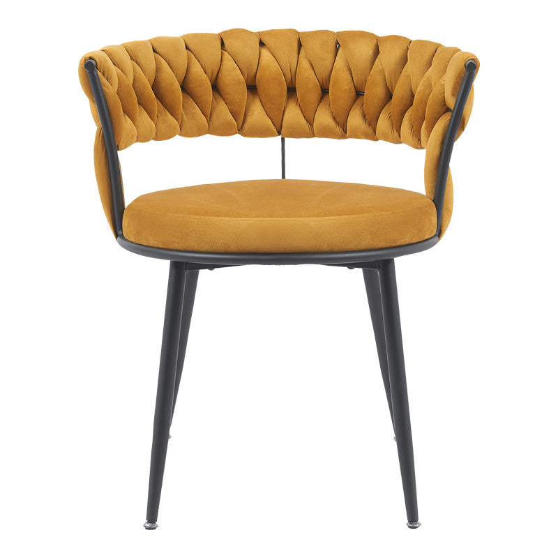 Chair Alkia in yellow velvet with black metal leg 60x57x68cm