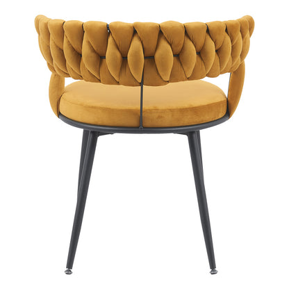 Chair Alkia in yellow velvet with black metal leg 60x57x68cm
