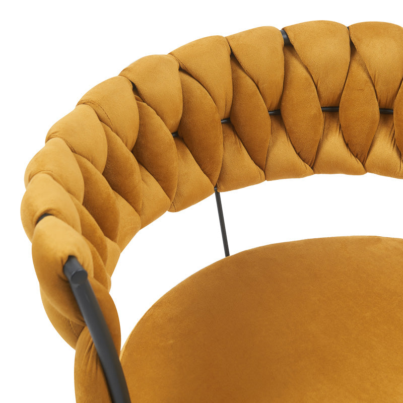 Chair Alkia in yellow velvet with black metal leg 60x57x68cm