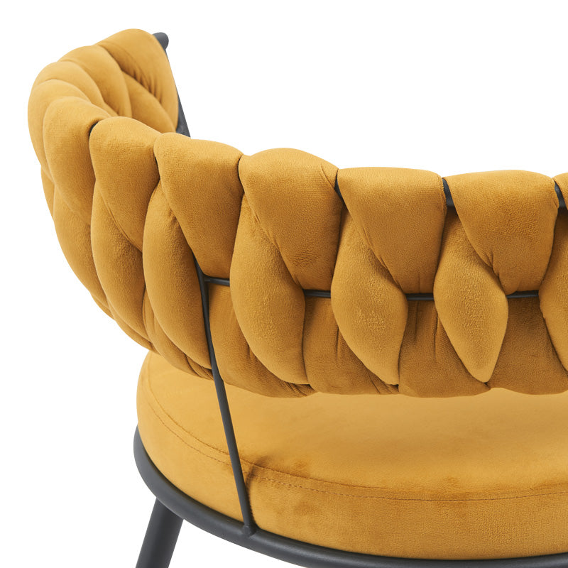 Chair Alkia in yellow velvet with black metal leg 60x57x68cm