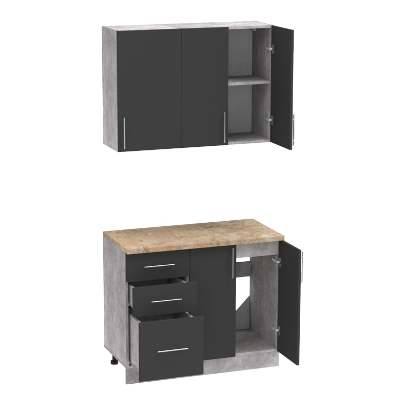 Festa I kitchen unit pakoworld melamine in dark grey and sonoma color 100x60x85cm