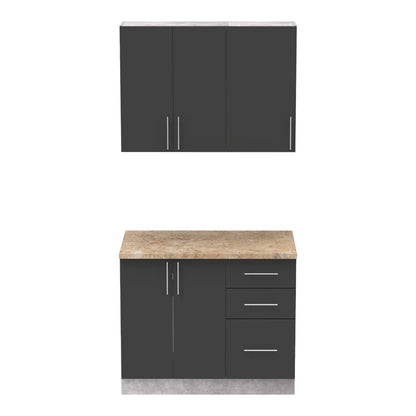 Festa I kitchen unit pakoworld melamine in dark grey and sonoma color workbench 100x60x85cm
