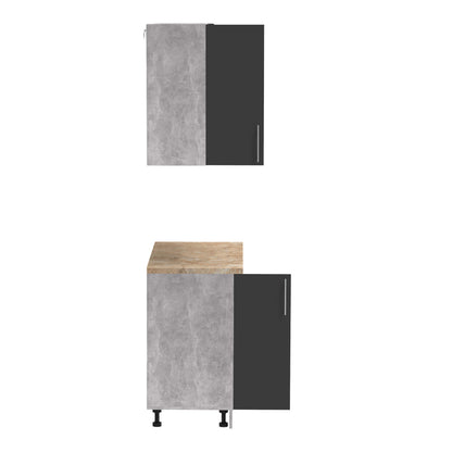 Festa I kitchen unit pakoworld melamine in dark grey and sonoma color 100x60x85cm