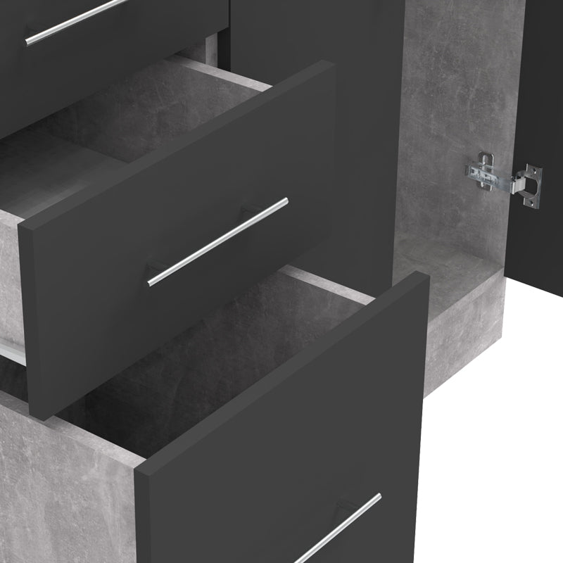 Festa I kitchen unit pakoworld melamine in dark grey and sonoma color 100x60x85cm