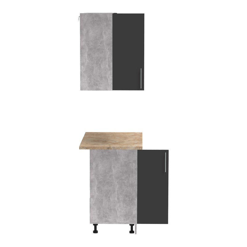 Festa I kitchen unit pakoworld melamine in dark grey and sonoma color workbench 100x60x85cm