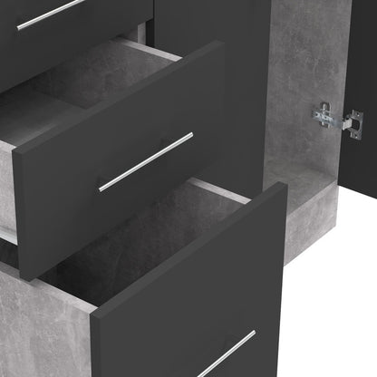 Festa I kitchen unit pakoworld melamine in dark grey and sonoma color workbench 100x60x85cm