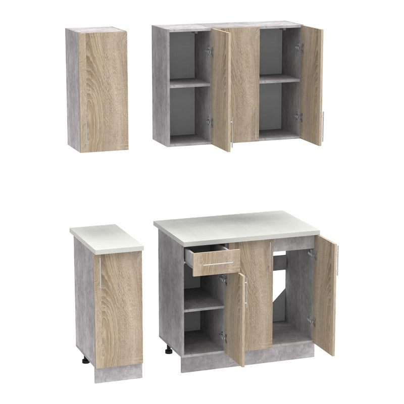Festa II kitchen unit pakoworld melamine in sonoma color 120x60x85cm