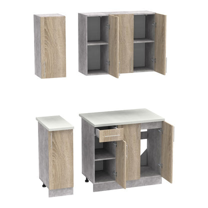 Festa II kitchen unit pakoworld melamine in sonoma color 120x60x85cm