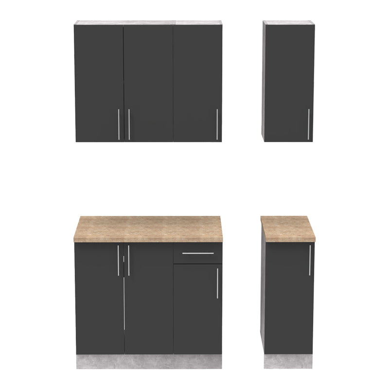 Festa II kitchen unit pakoworld melamine in dark grey and sonoma color 120x60x85cm