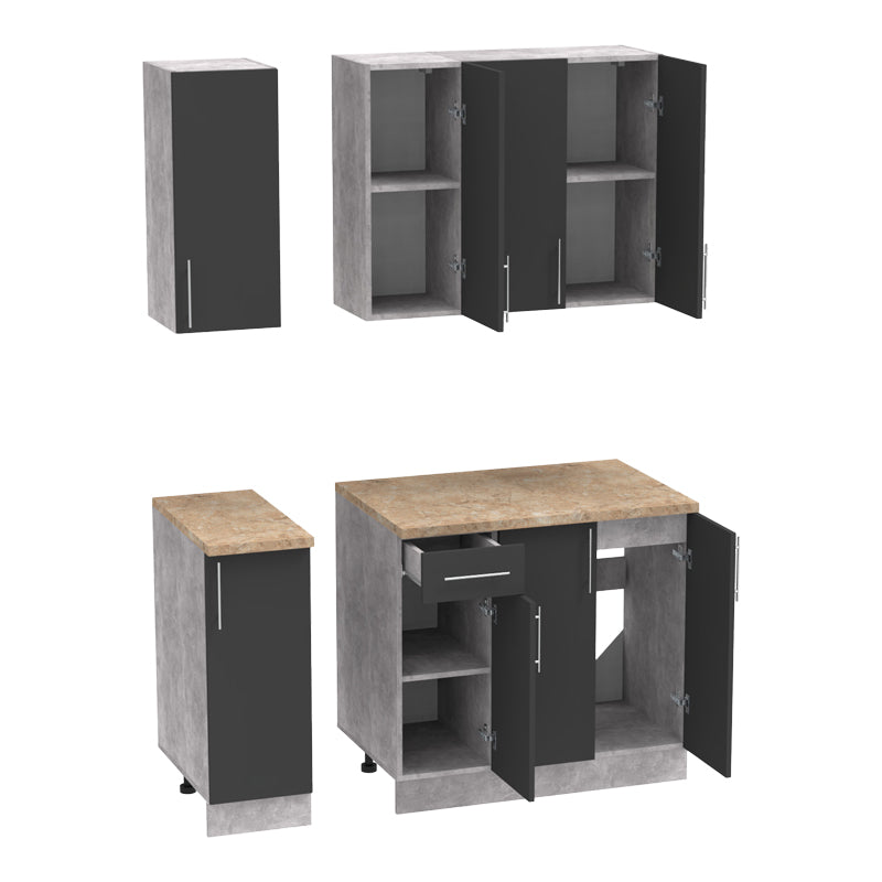 Festa II kitchen unit pakoworld melamine in dark grey and sonoma color 120x60x85cm