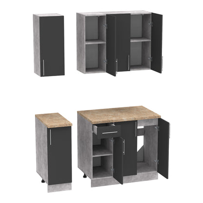 Festa II kitchen unit pakoworld melamine in dark grey and sonoma color 120x60x85cm
