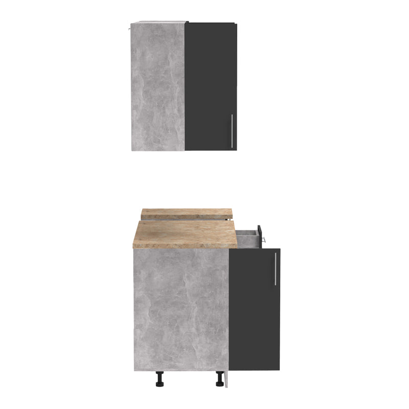 Festa II kitchen unit pakoworld melamine in dark grey and sonoma color 120x60x85cm