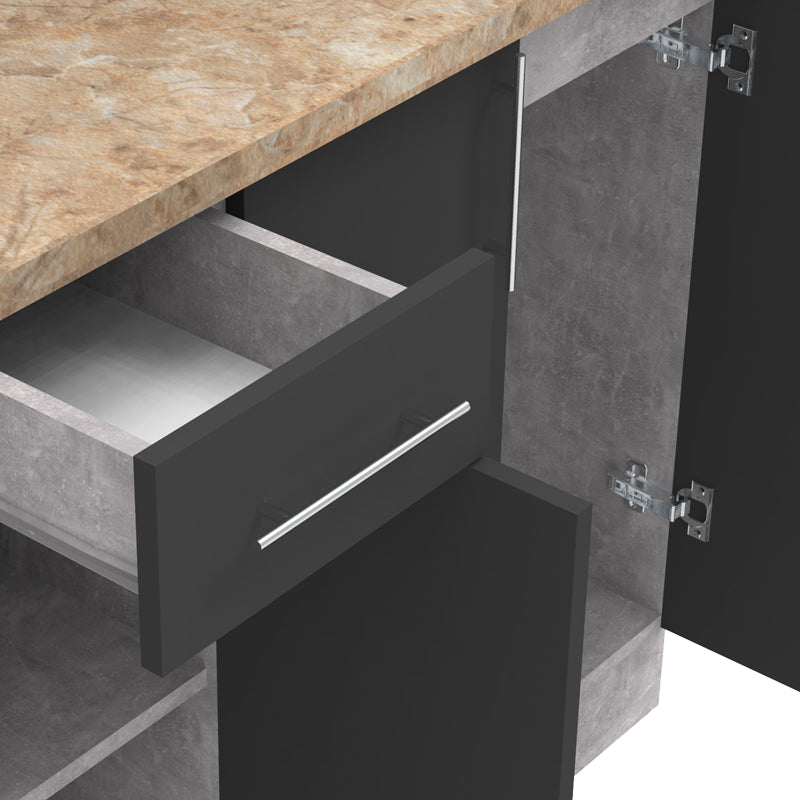 Festa II kitchen unit pakoworld melamine in dark grey and sonoma color 120x60x85cm