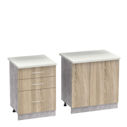 Festa ΙII kitchen unit melamine in sonoma and workbench in light grey color 140x60x85cm