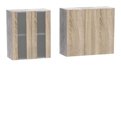 Festa ΙII kitchen unit melamine in sonoma and workbench in light grey color 140x60x85cm