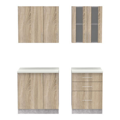 Festa ΙII kitchen unit melamine in sonoma and workbench in light grey color 140x60x85cm