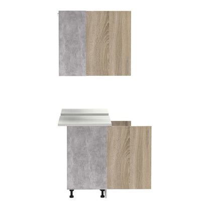 Festa ΙII kitchen unit melamine in sonoma and workbench in light grey color 140x60x85cm